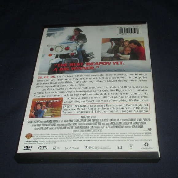 Lethal Weapon 3 (DVD, 1997, Widescreen / Full screen) Mel Gibson Danny Glover - Picture 3 of 3